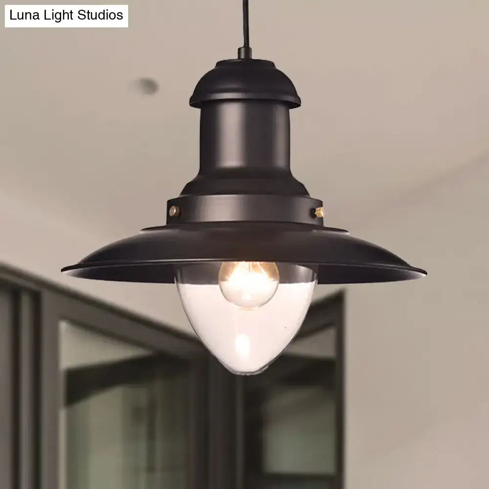 Retro loft saucer black & white pendant light for coffee shop kitchen