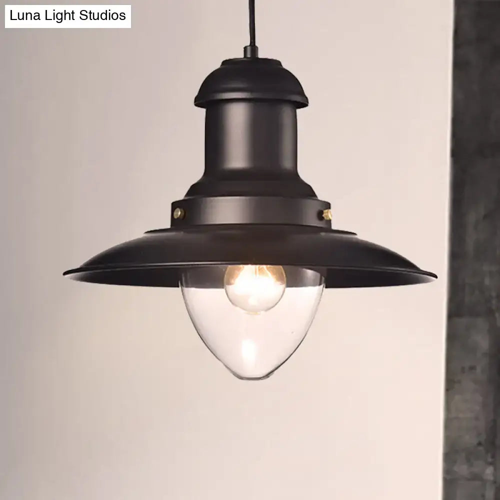 Retro loft saucer black & white pendant light for coffee shop kitchen
