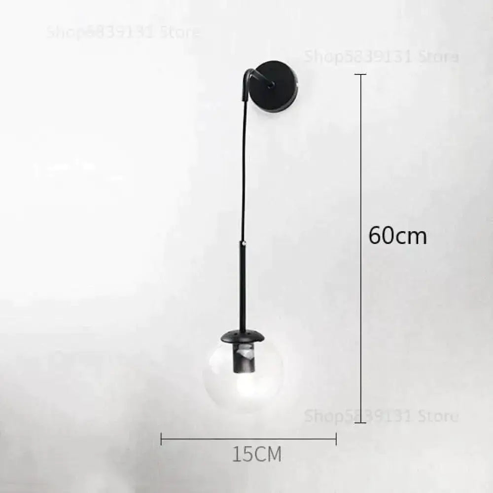 Retro modern glass smoked globe wall lamps for bedroom lighting