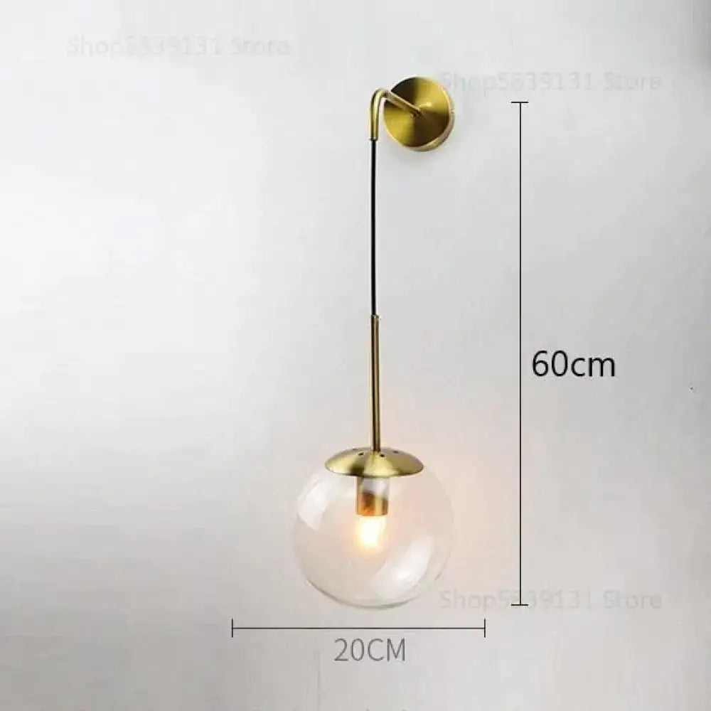 Retro modern glass smoked globe wall lamps for bedroom lighting
