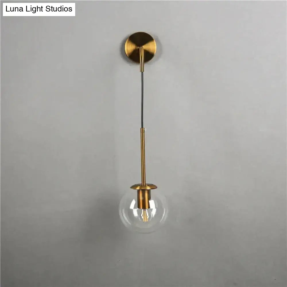 Retro modern glass smoked globe wall lamps for bedroom lighting
