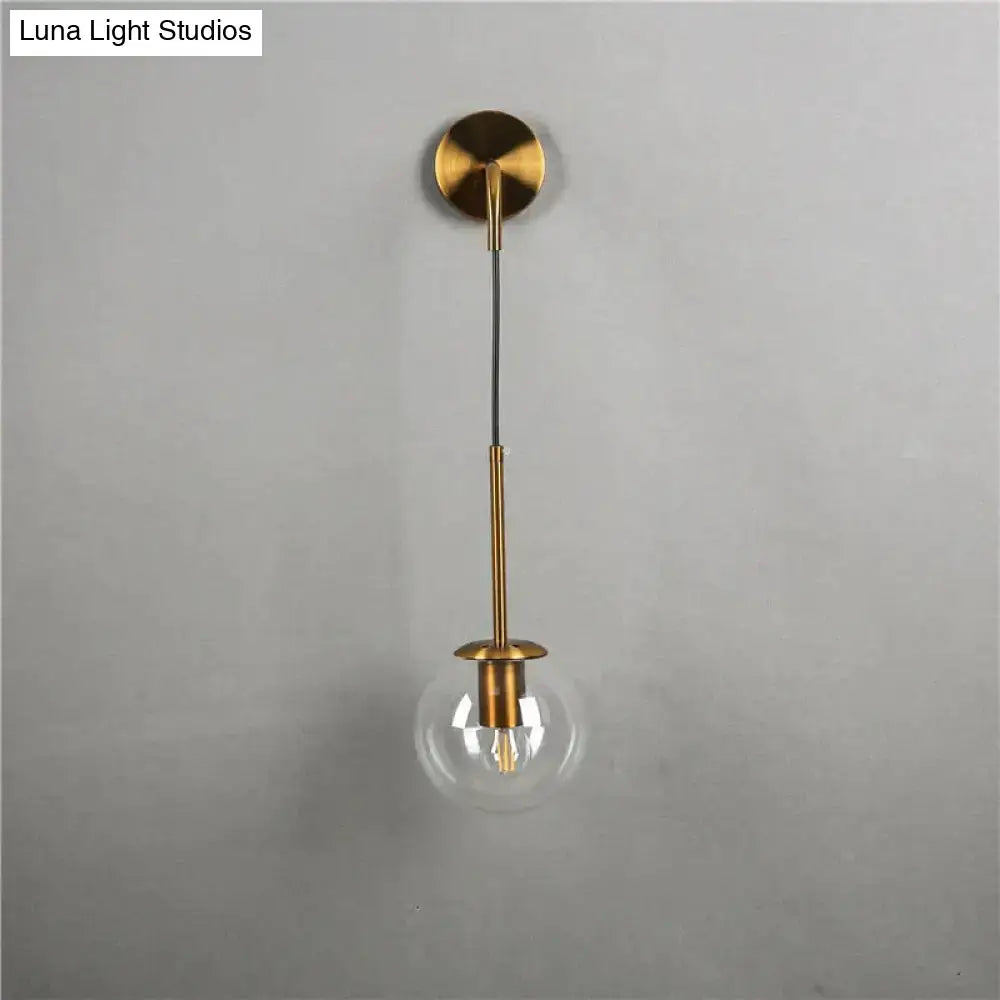 Retro modern glass smoked globe wall lamps for bedroom lighting