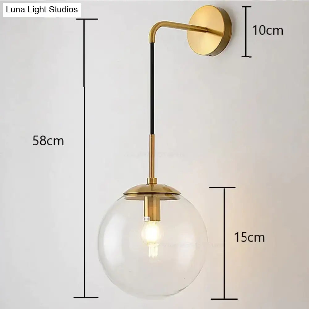 Retro modern glass smoked globe wall lamps for bedroom lighting