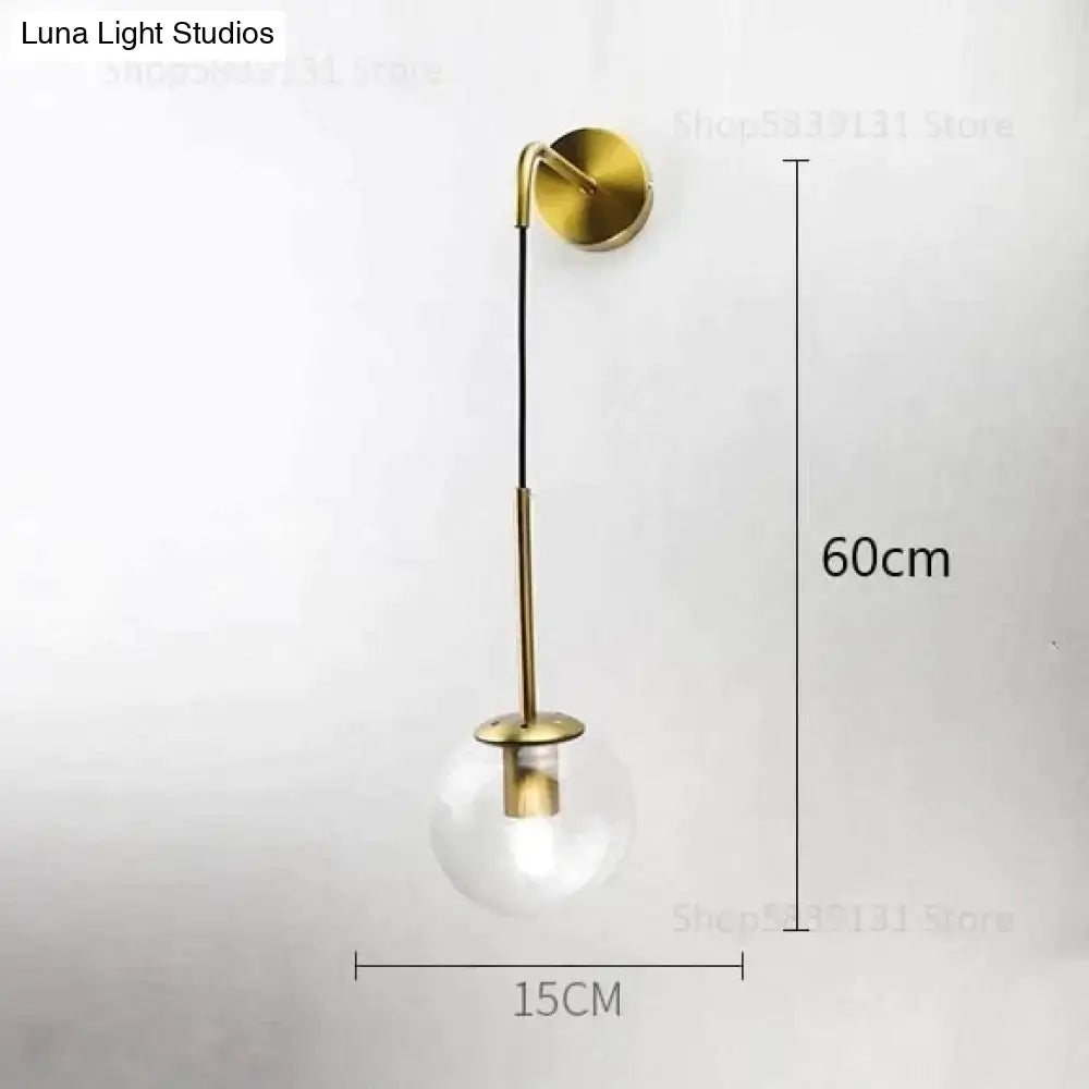 Retro modern glass smoked globe wall lamps for bedroom lighting