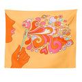 Retro orange colorful bubbles tapestry bedroom psychedelic wall art