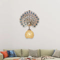 Retro peacock silver & white wall lamp living room clear crystal