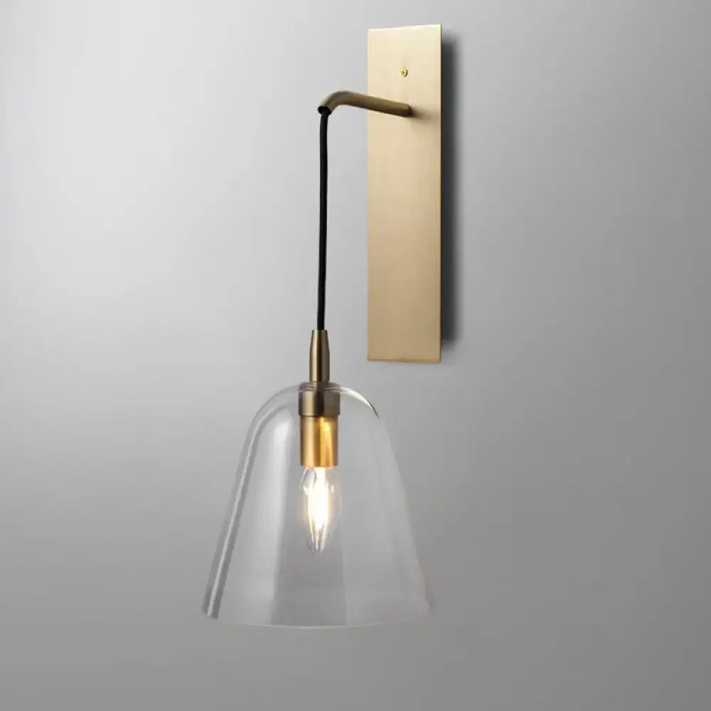 Retro style brass wall light with glass shade – bedroom sconce