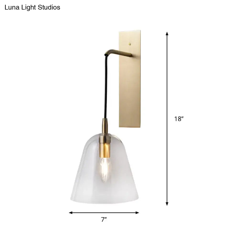 Retro style brass wall light with glass shade – bedroom sconce