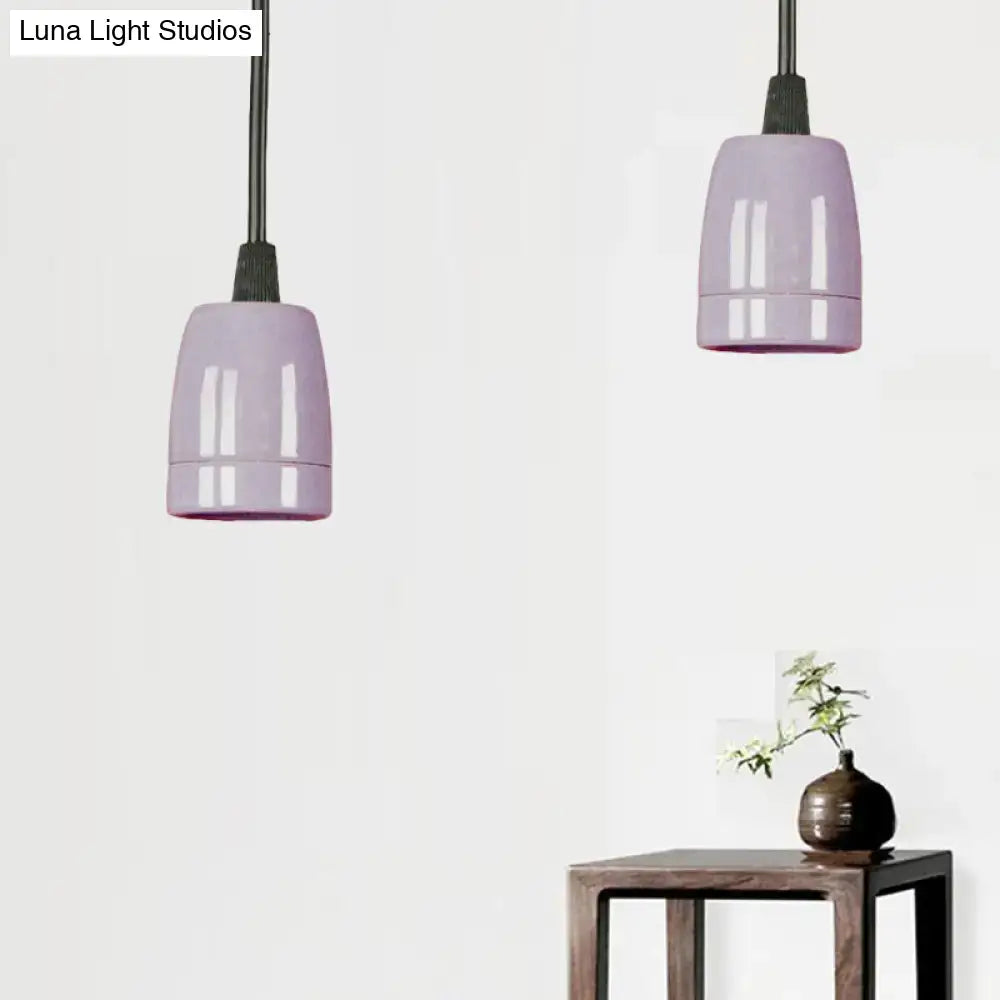 Decorbites™ retro style mini pendant light with purple ceramic shades and black red ceramic adjustable cords