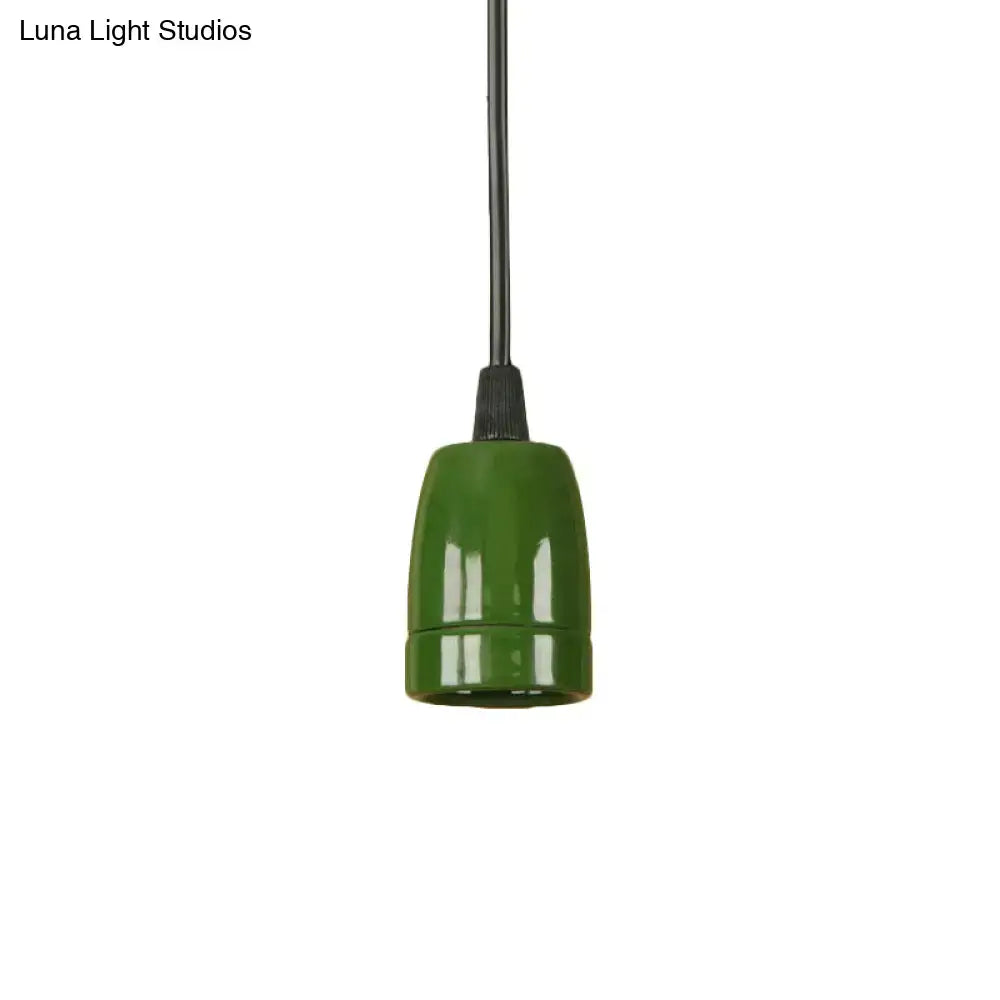 Decorbites retro style mini hanging pendant light in olive green glossy ceramic with adjustable black red ceramic cord