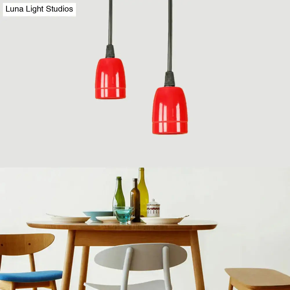 Retro style red ceramic pendant light – kitchen hanging fixture