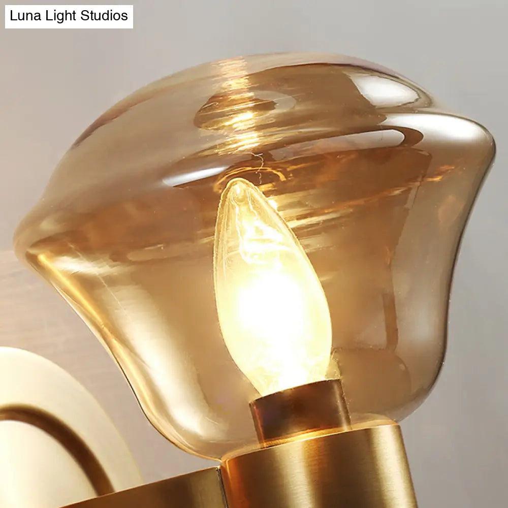 DecorBites™ Retro-Style Smoke Gray/Amber Glass Bell Wall Sconce - Brass Wall Mount Light Fixture (1 bulb)"