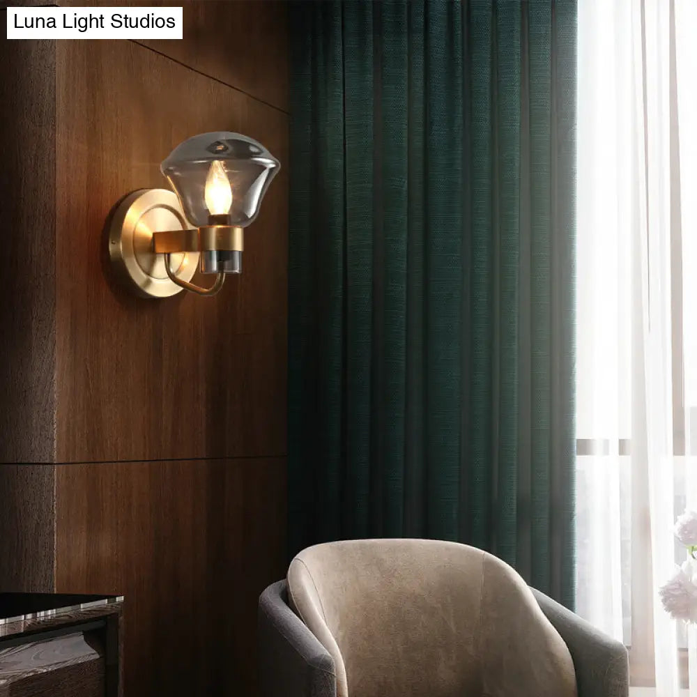 DecorBites™ Retro-Style Smoke Gray/Amber Glass Bell Wall Sconce - Brass Wall Mount Light Fixture (1 bulb)"