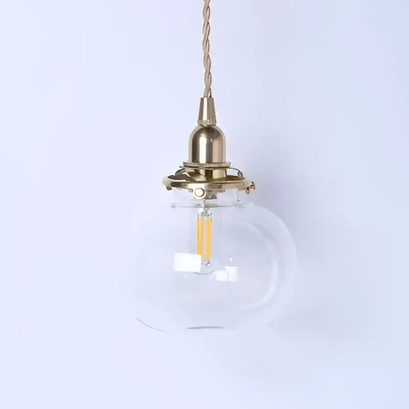 Retro teal and brass glass pendant chandelier bedroom hanging light