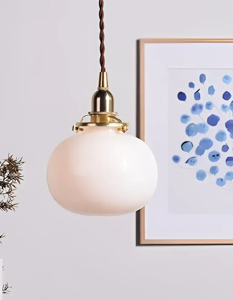 Retro teal and brass glass pendant chandelier bedroom hanging light