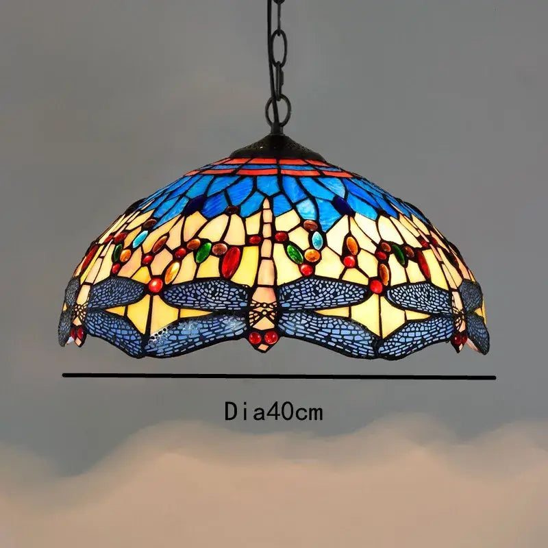 Retro tiffany style colorful glass chandelier dining room pendant