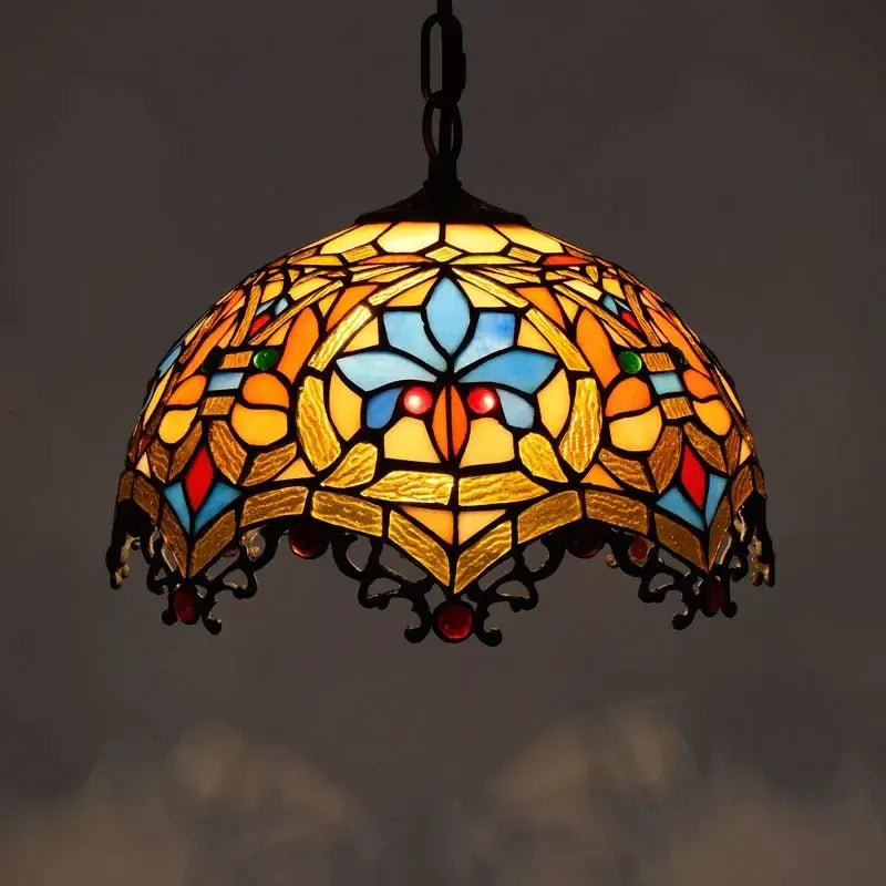Retro tiffany style colorful glass chandelier dining room pendant