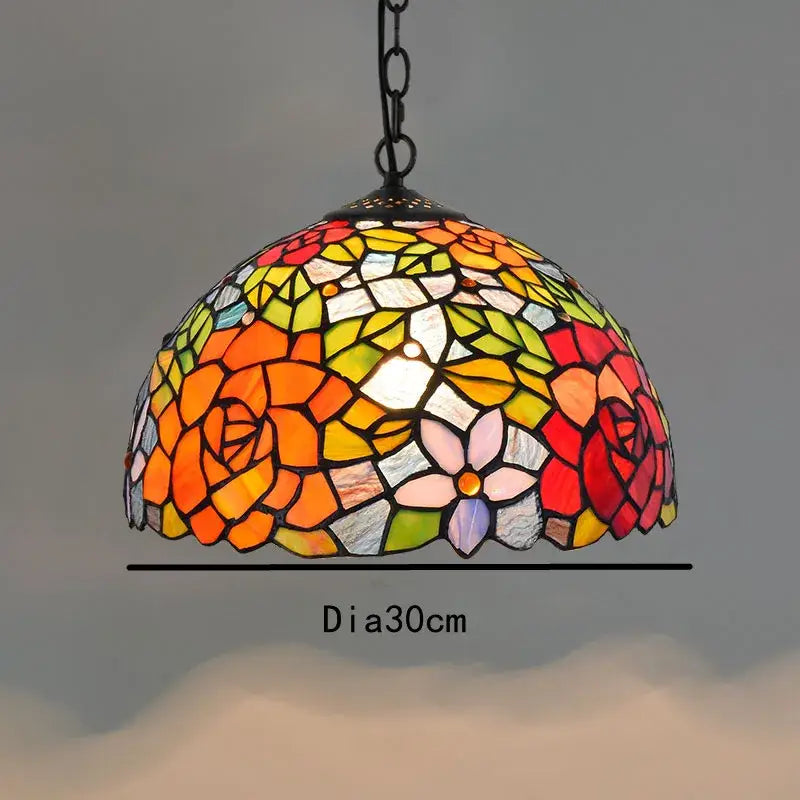 Retro tiffany style colorful glass chandelier dining room pendant