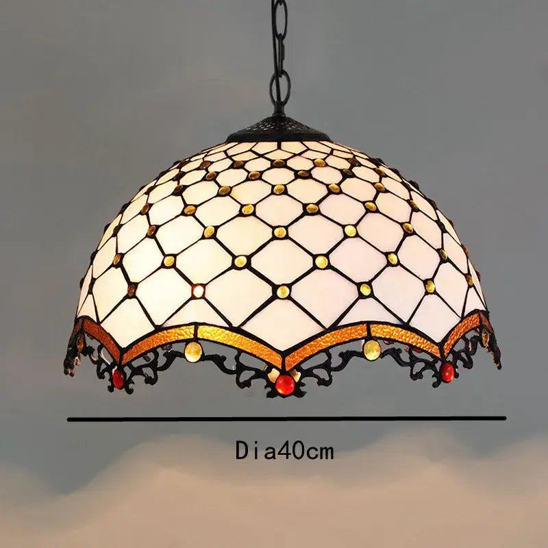 Retro tiffany style colorful glass chandelier dining room pendant
