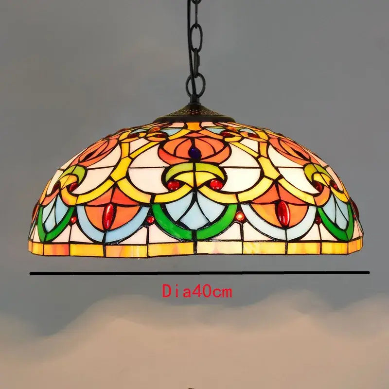Retro tiffany style colorful glass chandelier dining room pendant