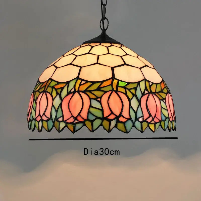 Retro tiffany style colorful glass chandelier dining room pendant