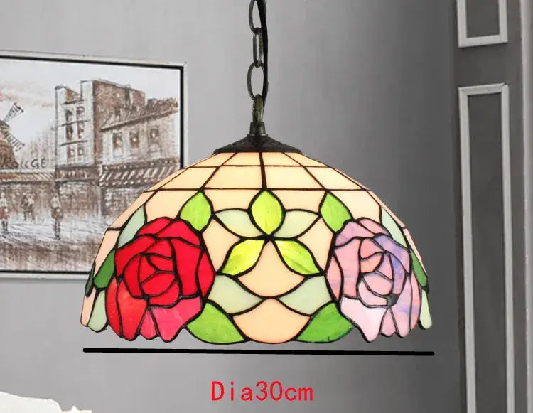 Retro tiffany style colorful glass chandelier dining room pendant