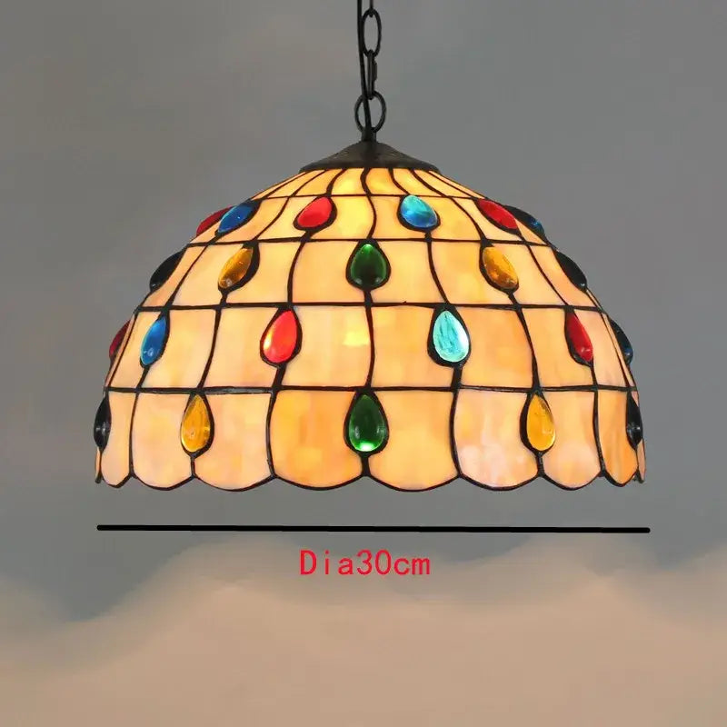 Retro tiffany style colorful glass chandelier dining room pendant