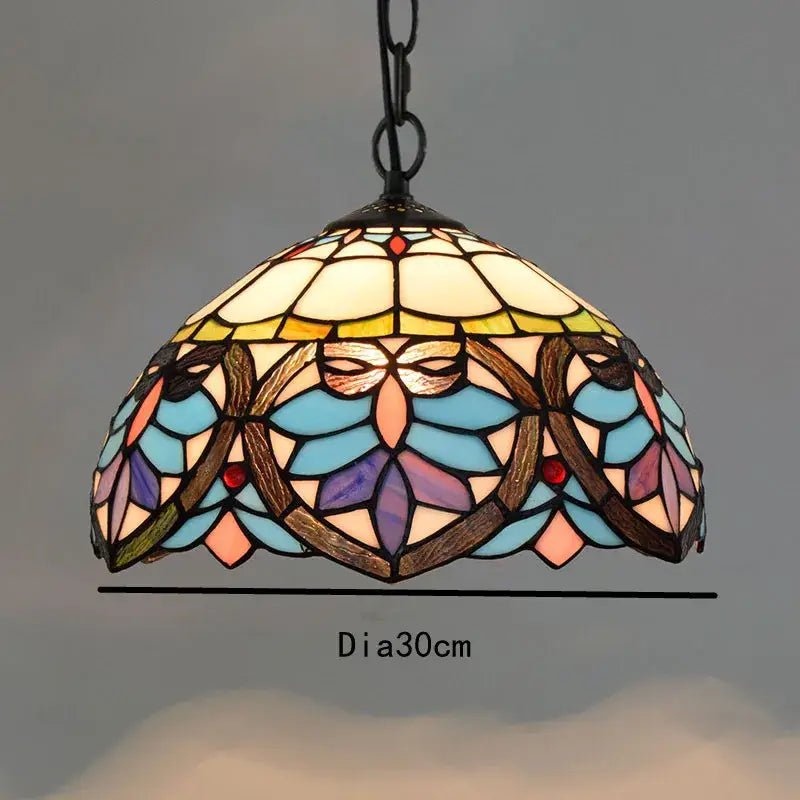 Retro tiffany style colorful glass chandelier dining room pendant