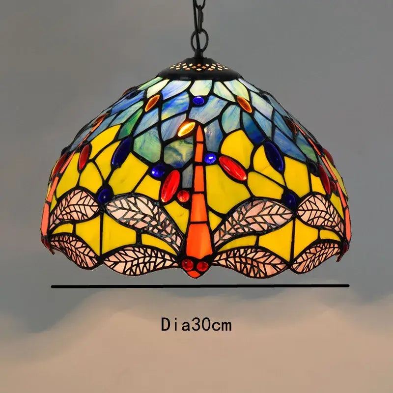 Retro tiffany style colorful glass chandelier dining room pendant
