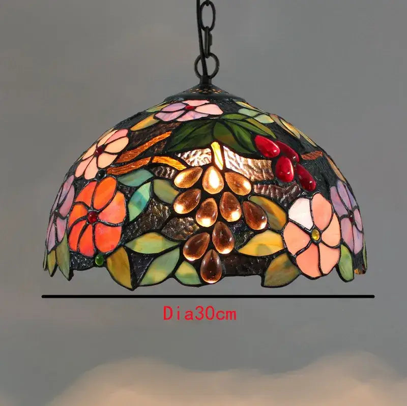 Retro tiffany style colorful glass chandelier dining room pendant