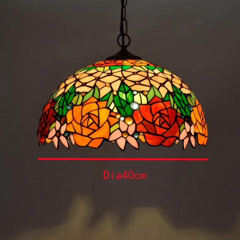 Retro tiffany style colorful glass chandelier dining room pendant