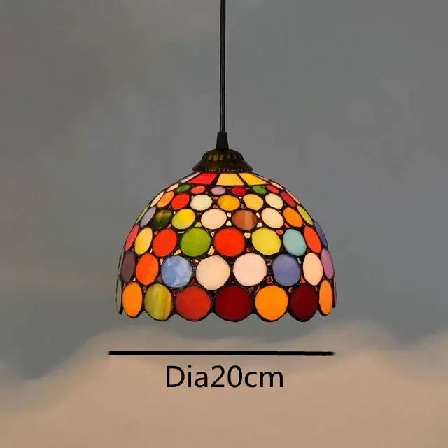 Retro tiffany style colorful glass chandelier dining room pendant