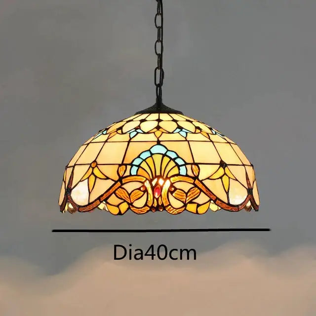 Retro tiffany style colorful glass chandelier dining room pendant