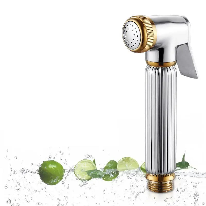 Ribbed chrome & gold brass chrome bidet faucet bathroom sprayer head
