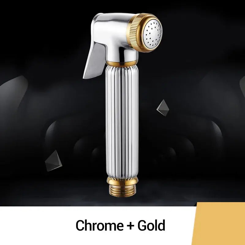 Ribbed chrome & gold brass chrome bidet faucet bathroom sprayer head