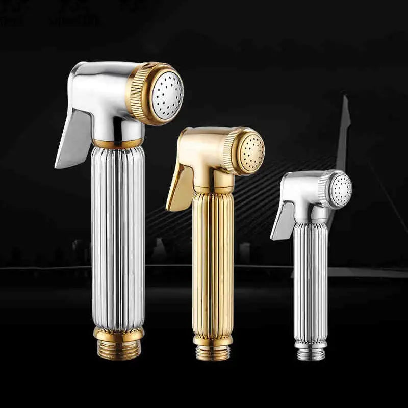 Ribbed chrome & gold brass chrome bidet faucet bathroom sprayer head