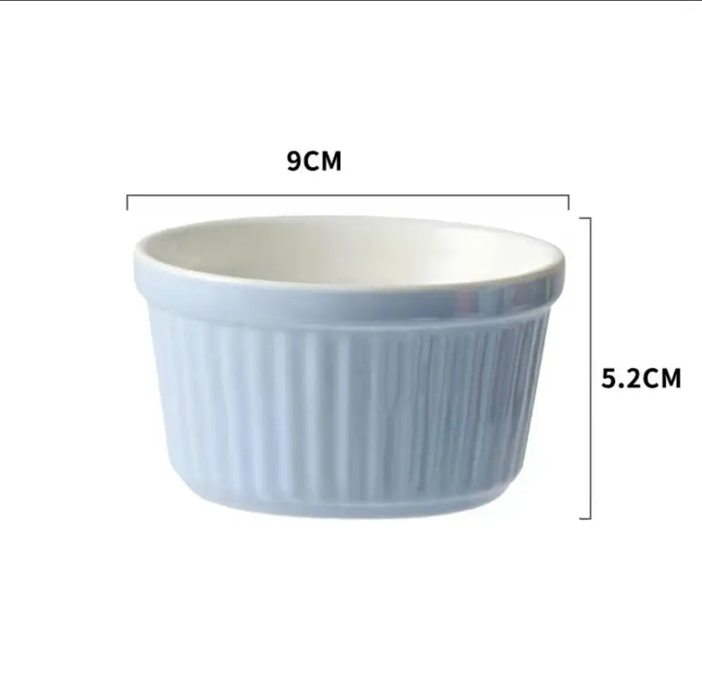 Ribbed colorful ceramic baking bowl kitchen dessert ramekin set