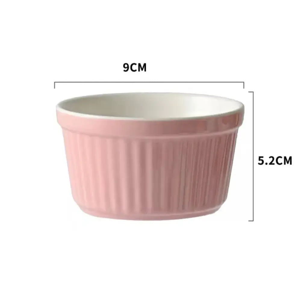 Ribbed colorful ceramic baking bowl kitchen dessert ramekin set