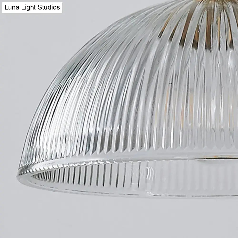 Ribbed glass brass pendant light for dining room