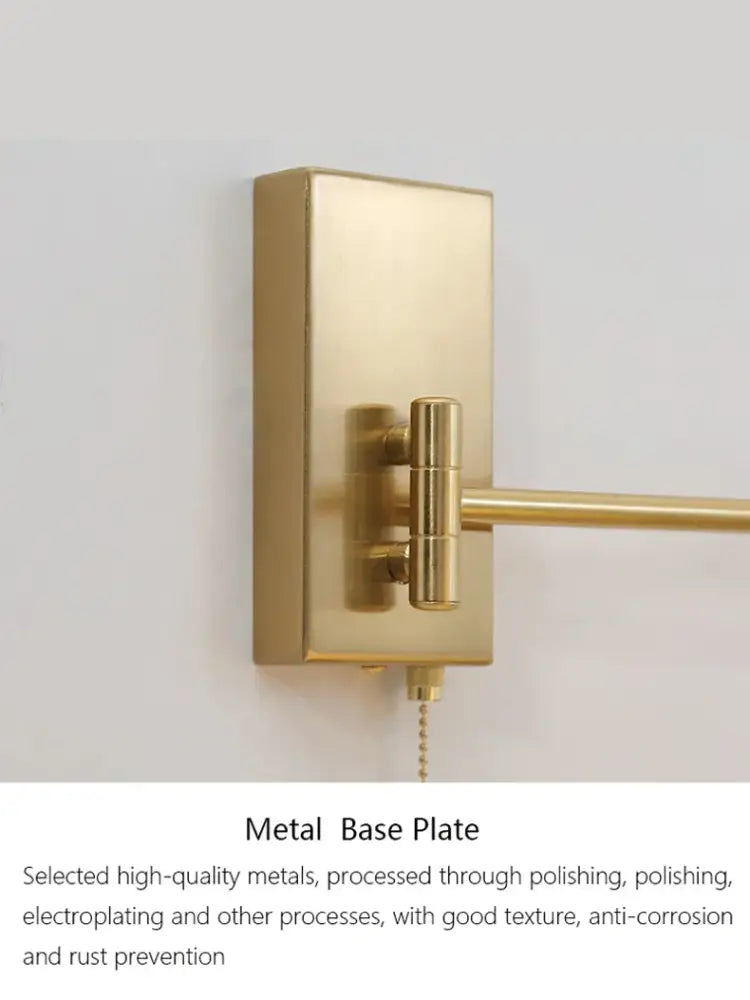 Ribbed yellow ceramic brass swing arm wall sconce bedroom light
