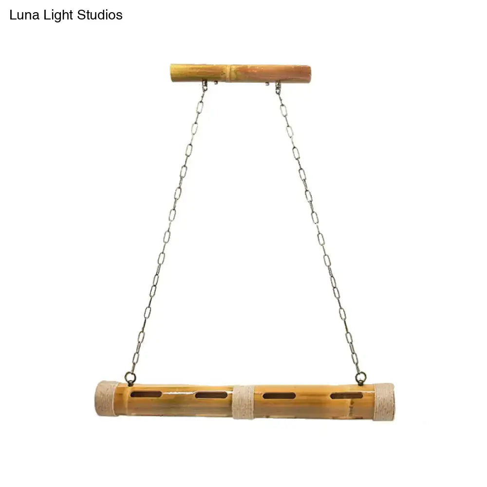Rustic bamboo bistro island lights – kitchen wood pendant e26 e27