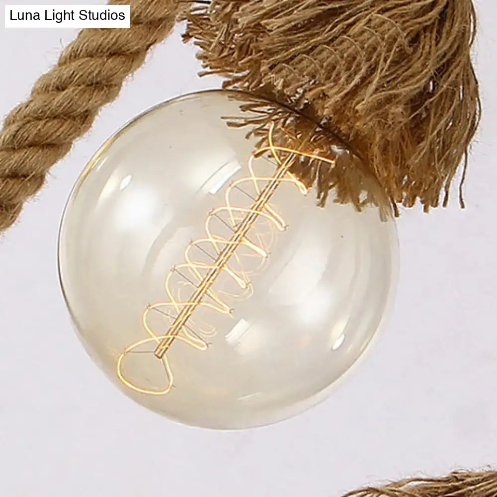 Rustic beige rope island light bamboo kitchen pendant