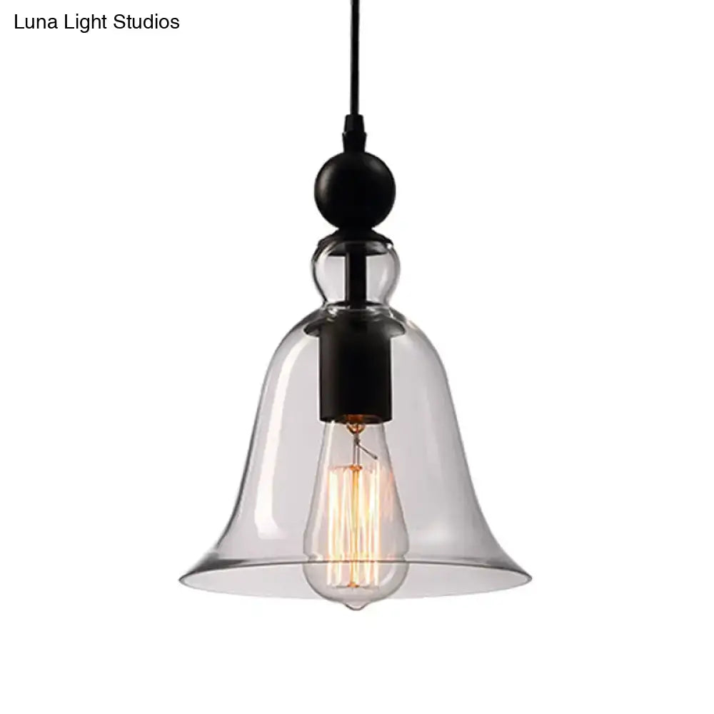 Rustic black bell glass ceiling pendant lamp kitchen lighting