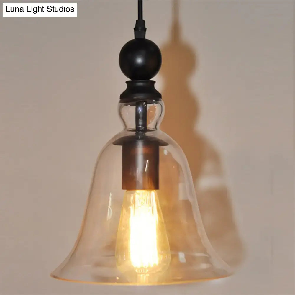 Rustic black bell glass ceiling pendant lamp kitchen lighting