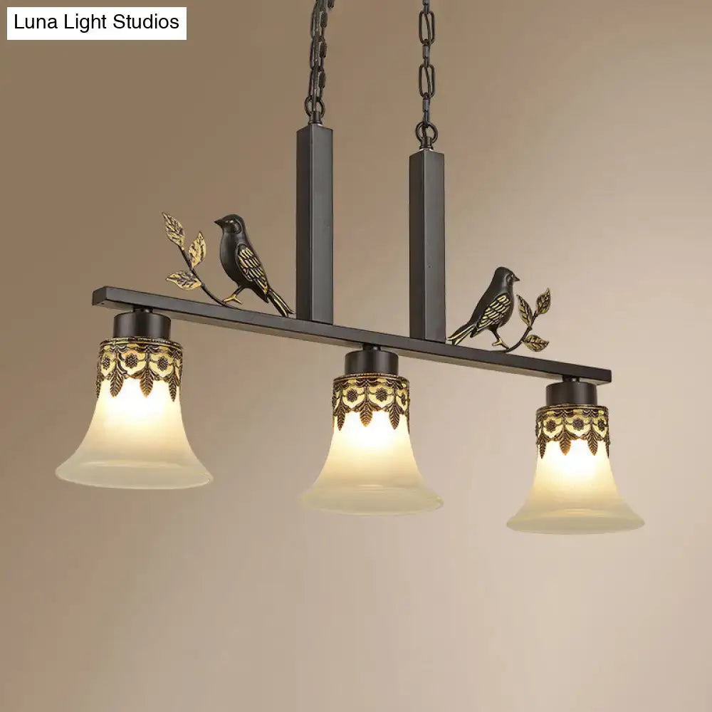 Rustic black & gold bird island light fixture dining room chandelier