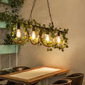 Rustic black linear island lamp with ivy – kitchen hanging light
