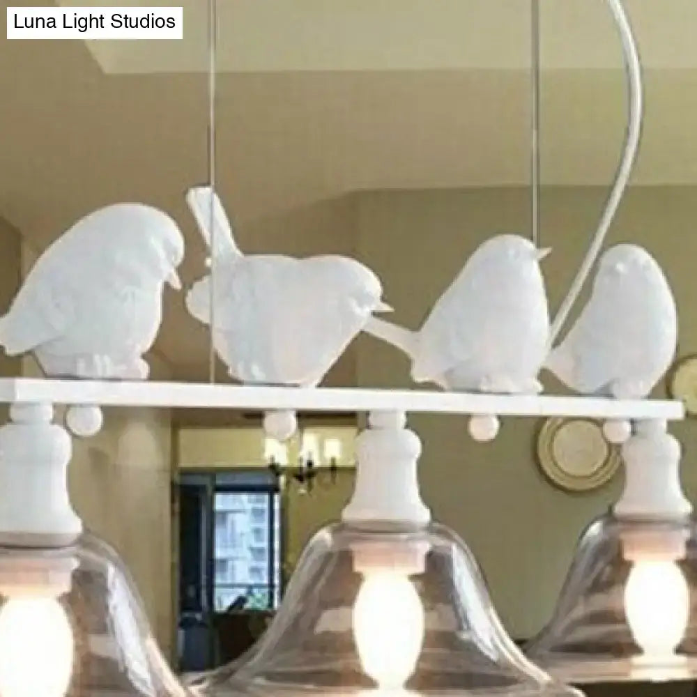 Rustic black & white bird pendant lamp kitchen light clear glass