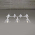 Decorbites rustic black island pendant lamp with white bird-themed design clear glass shades and metal frame for kitchen lighting