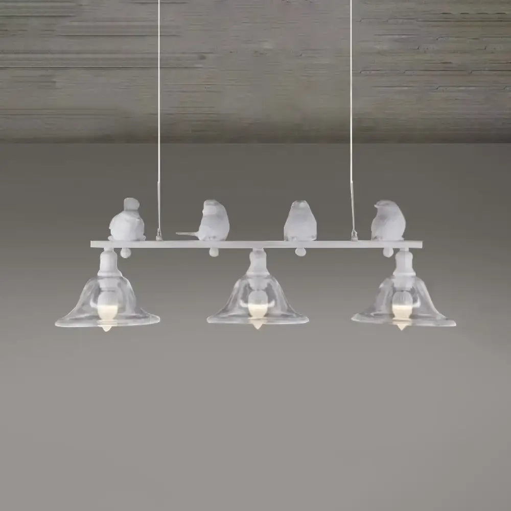 Rustic black & white bird pendant lamp kitchen light clear glass