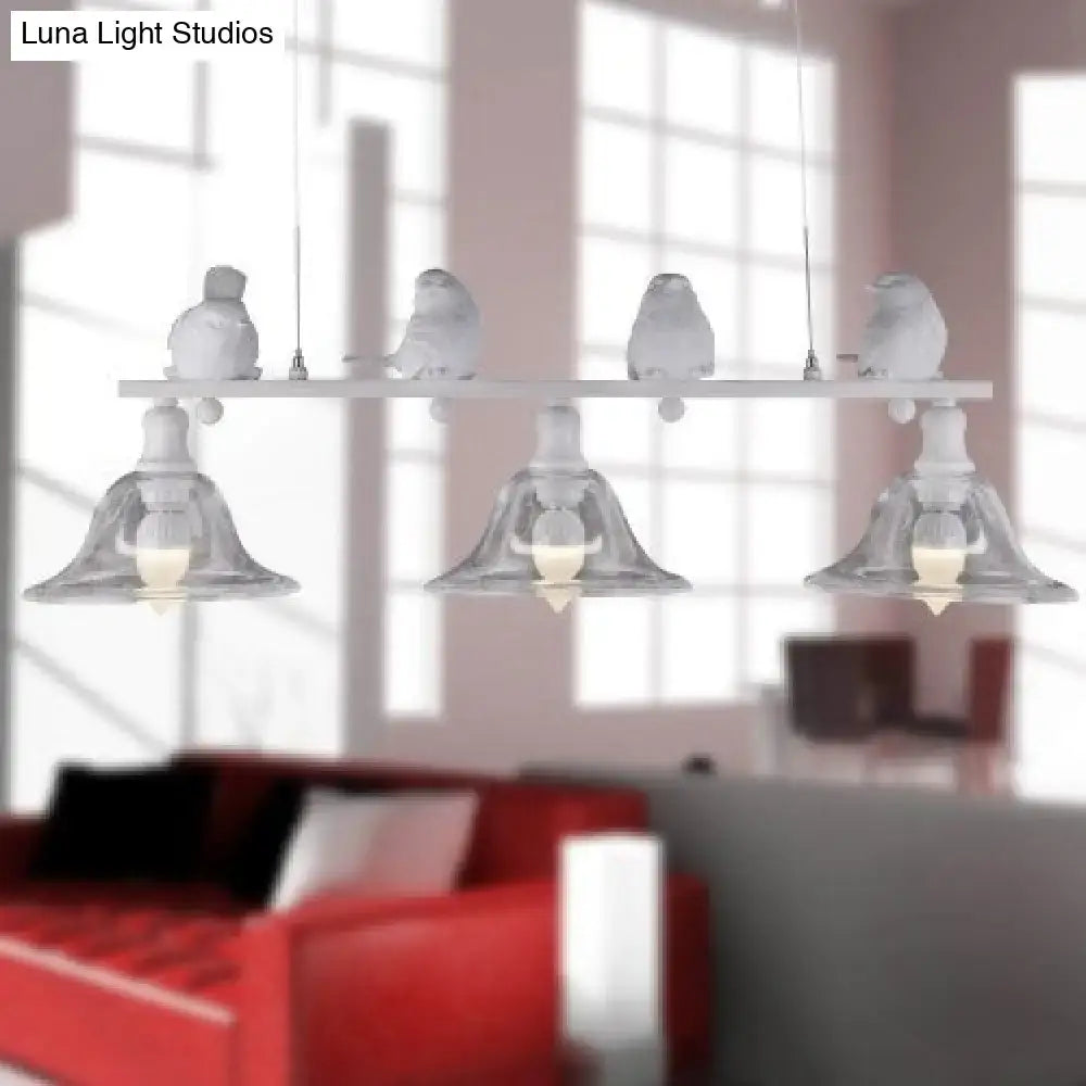 Rustic black & white bird pendant lamp kitchen light clear glass